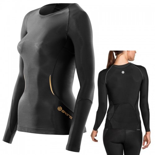SKINS A400 WOMEN COMPRESSION LONG SLEEVE TOP - BLACK