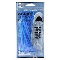 V-LACES SHOE LACING SYSTEM BLUE - ONE-SIZE FITS ALL NO TIE ELASTIC SHOELACES (14 V-LACES SHOELACES, WORKS IN ALL SHOES)