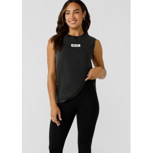 LORNA JANE LORNA JANE CONQUER WASHED MUSCLE TANK - WASHED BLACK