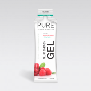 PURE SPORTS NUTRITION PURE FLUID ENERGY GELS - RASPBERRY WITH CAFFEINE 50G