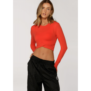 LORNA JANE LORNA JANE VICTORIOUS ACTIVE LONG SLEEVE TOP - HOT TOMATO
